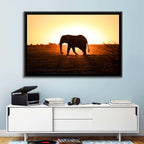 Golden Hour Elephant Silhouette Wall Art