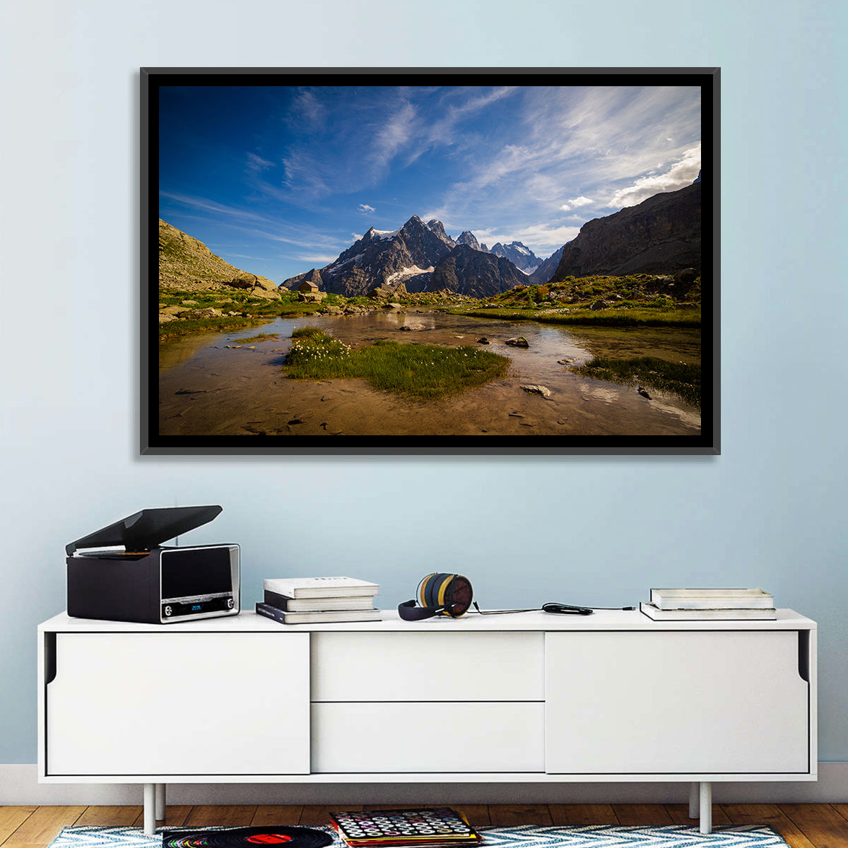 La Meije Alpine Lake and Stone Hut Wall Art