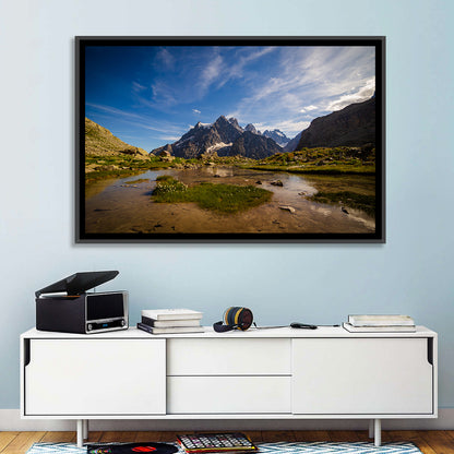 La Meije Alpine Lake and Stone Hut Wall Art