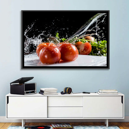 Tomatoes with Water Splash Wall Art