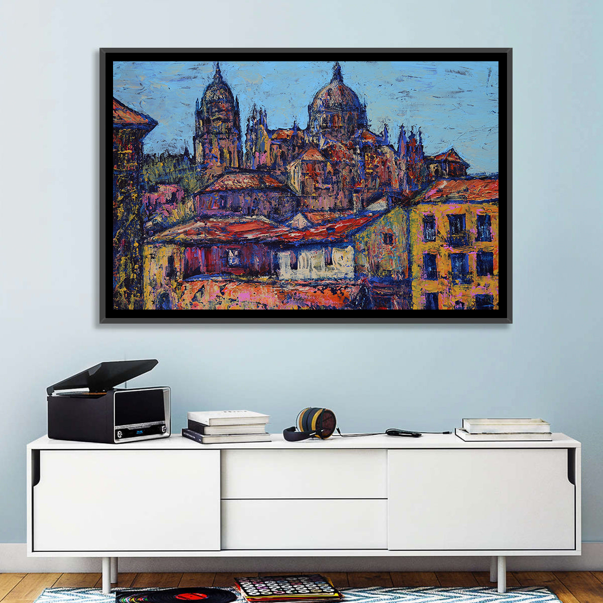 Salamanca Cathedral Rooftops Wall Art in a room, landscape