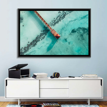 Aerial Red Pier Over Turquoise Water Wall Art