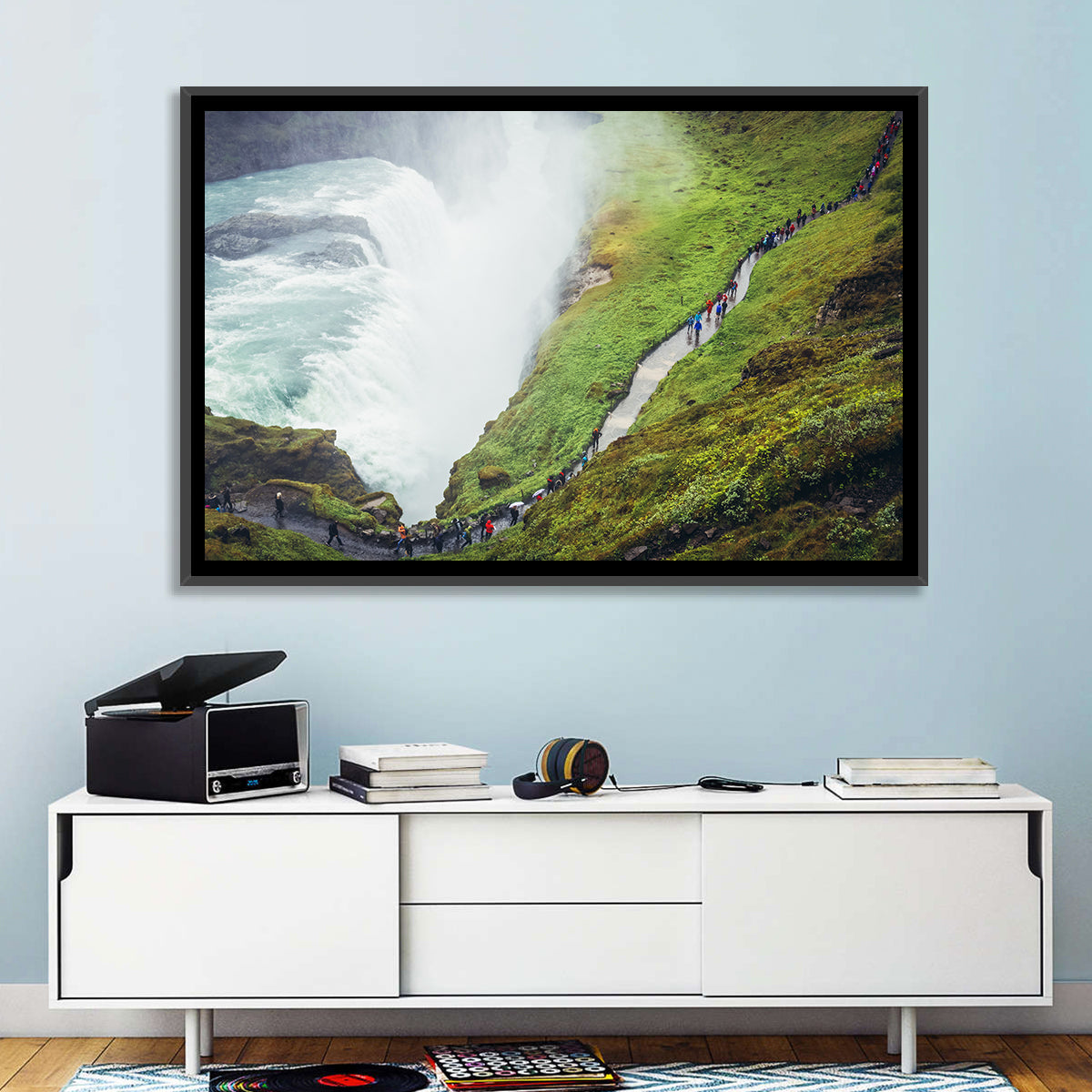 Misty Path at Gullfoss Waterfall Wall Art