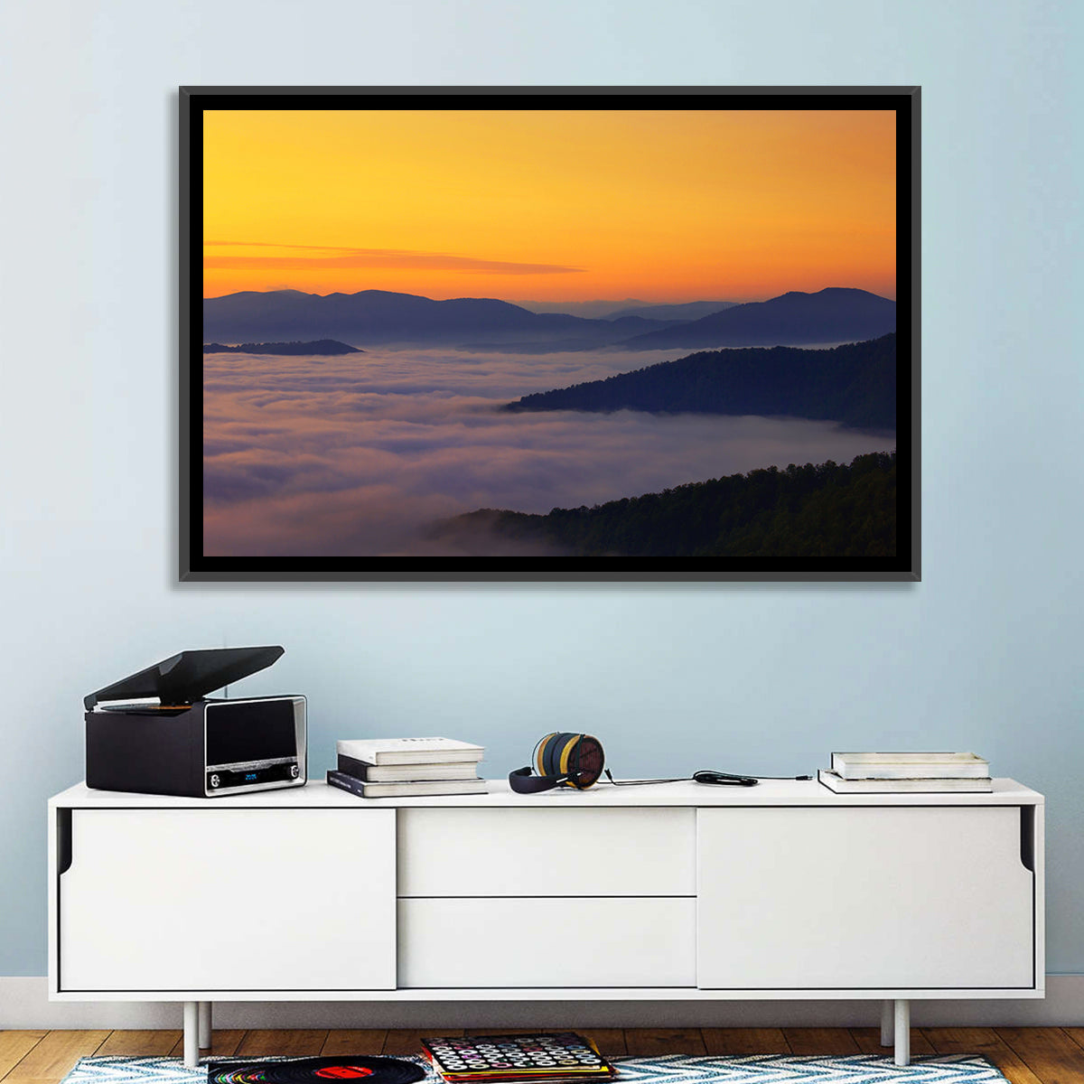 Cloud Sea Over Mountains at Golden Dawn Wall Art