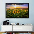Sunflower Field at Golden Hour Wall Art
