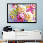 Layered Watercolor Rose Bouquet Wall Art