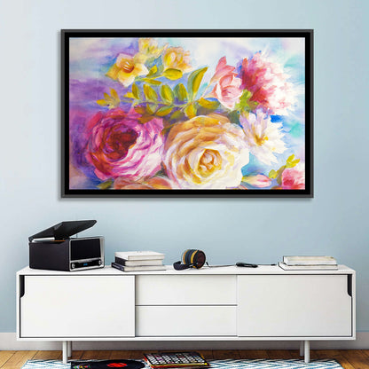 Painterly Peonies and Rose Bouquet Wall Art