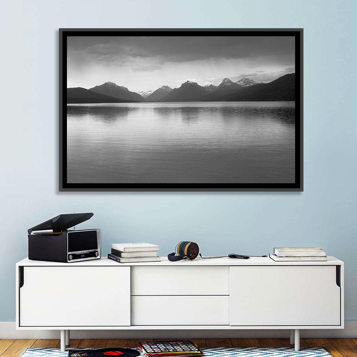 Lake Mcdonald Monochrome Reflection Wall Art