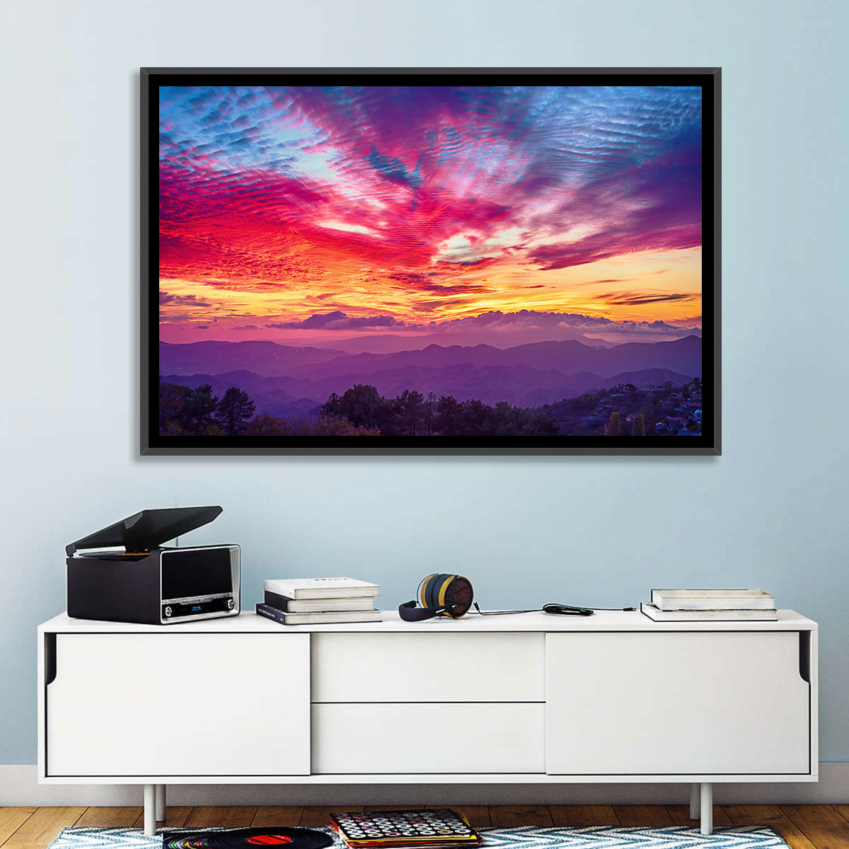 Golden Dusk Cloud Mountains Wall Art