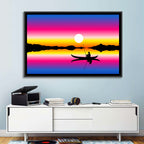 Fisherman Silhouette at Sunset Wall Art