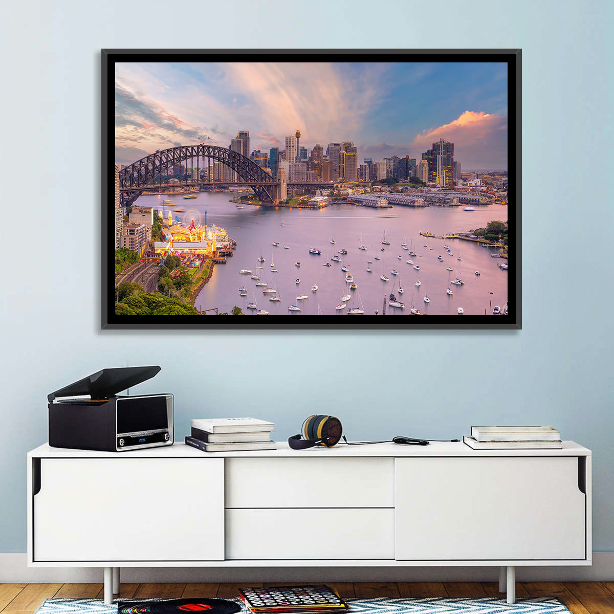 Sydney Harbour Bridge at Golden Twilight Wall Art