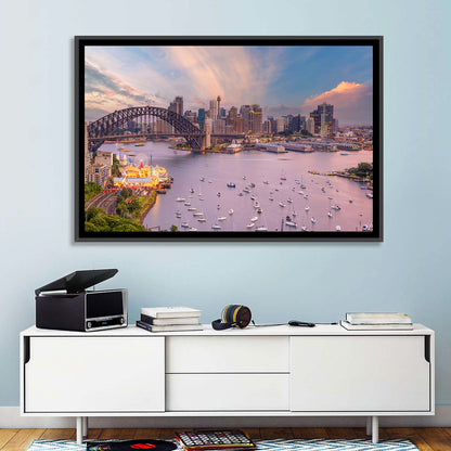 Sydney Harbour Bridge at Golden Twilight Wall Art
