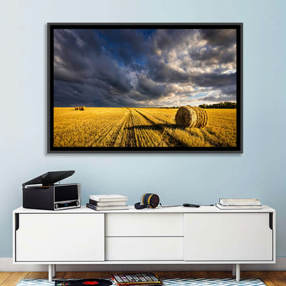 Hay Bale at Golden Hour Wall Art