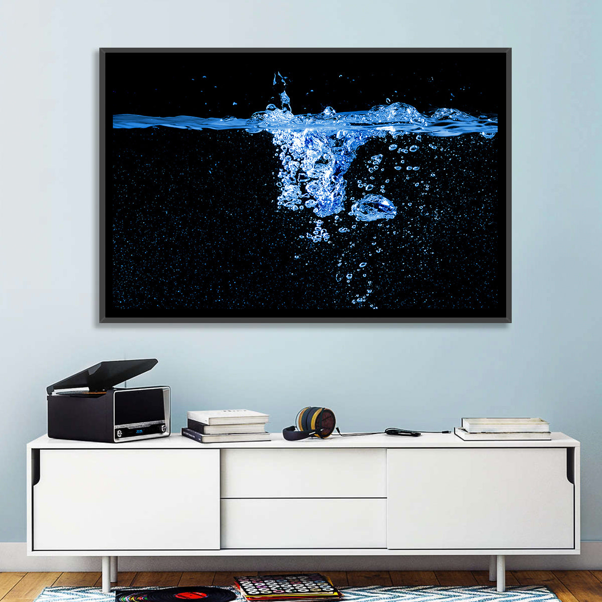 Underwater Bubble Motion Wall Art in a room, landscape