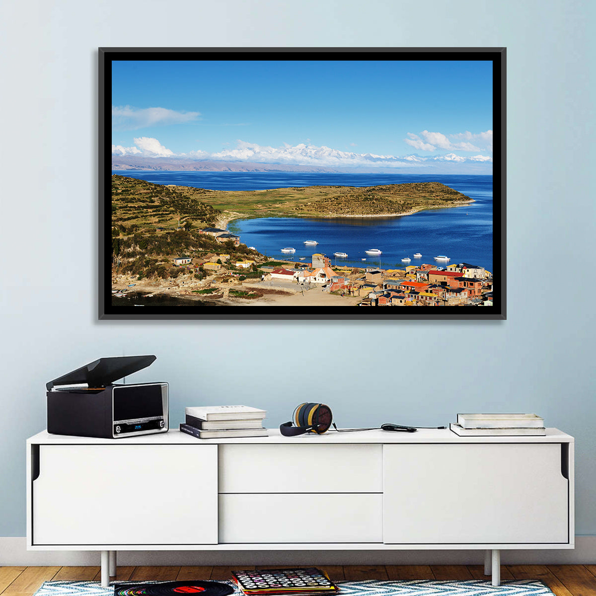 Isla Del Sol Village on Lake Titicaca Wall Art in a room, landscape