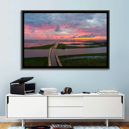 Mobile Bay Causeway at Dusk Wall Art