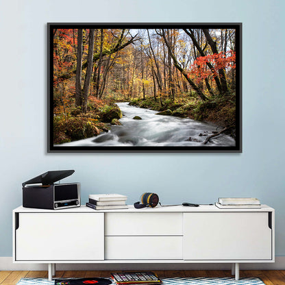 Sunlit Forest Stream Wall Art