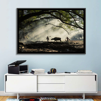 Village Morning with Buffalo Wall Art