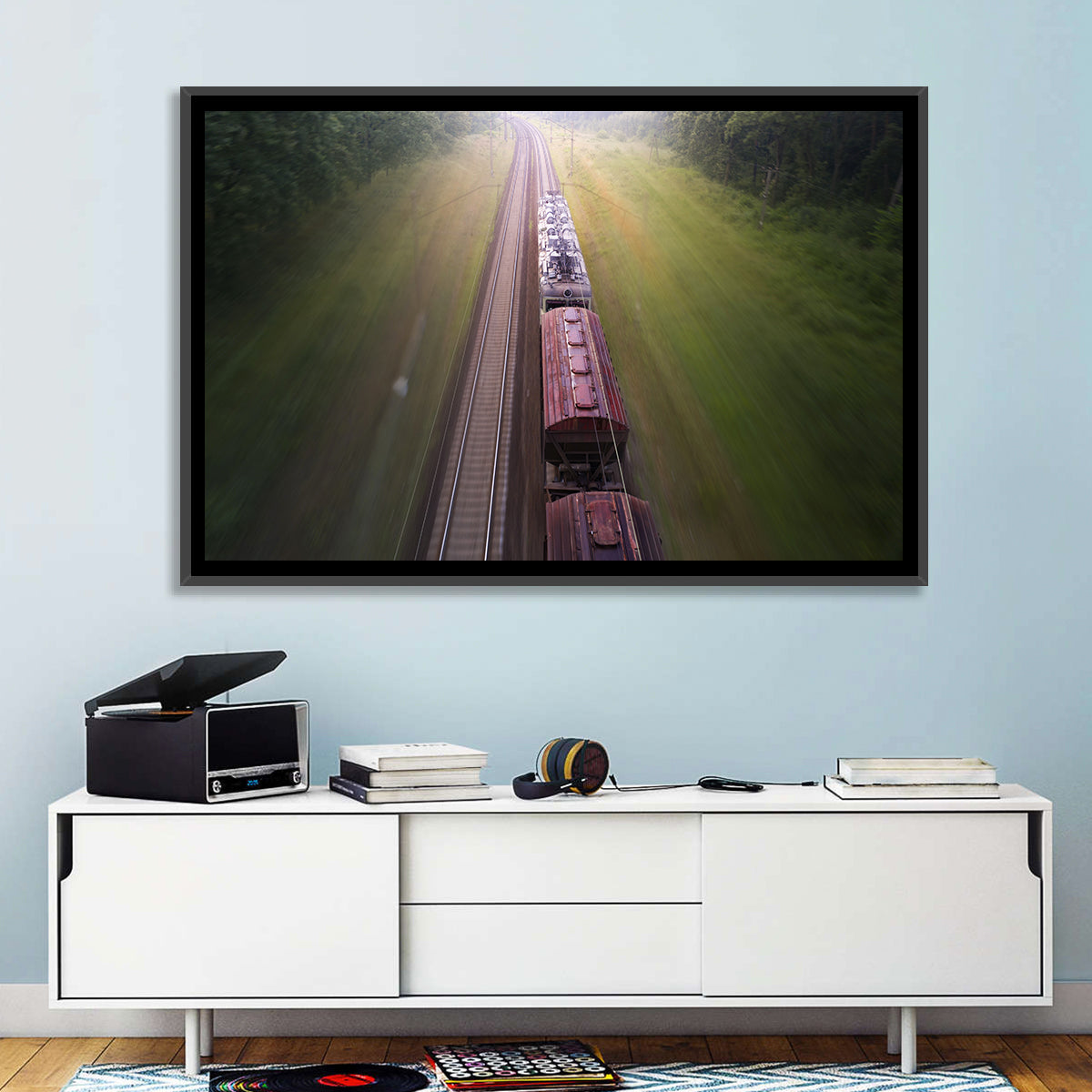 Freight Train Through Forest Wall Art