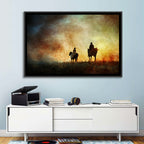 Silhouetted Horse Riders at Sunset Wall Art