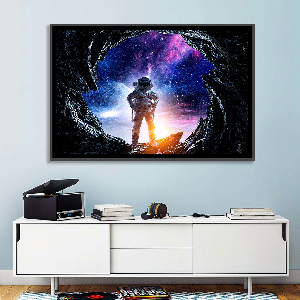 Astronaut at Alien Planet Cave Wall Art