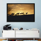 Mustang Silhouettes at Sunset Wall Art