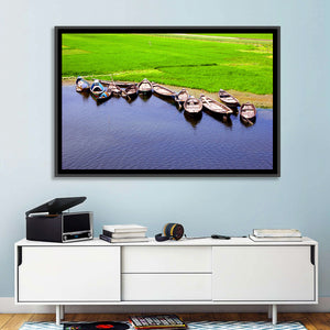 Boats Near Rice Field Wall Art