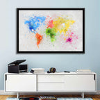 Vibrant Watercolor World Map Wall Art