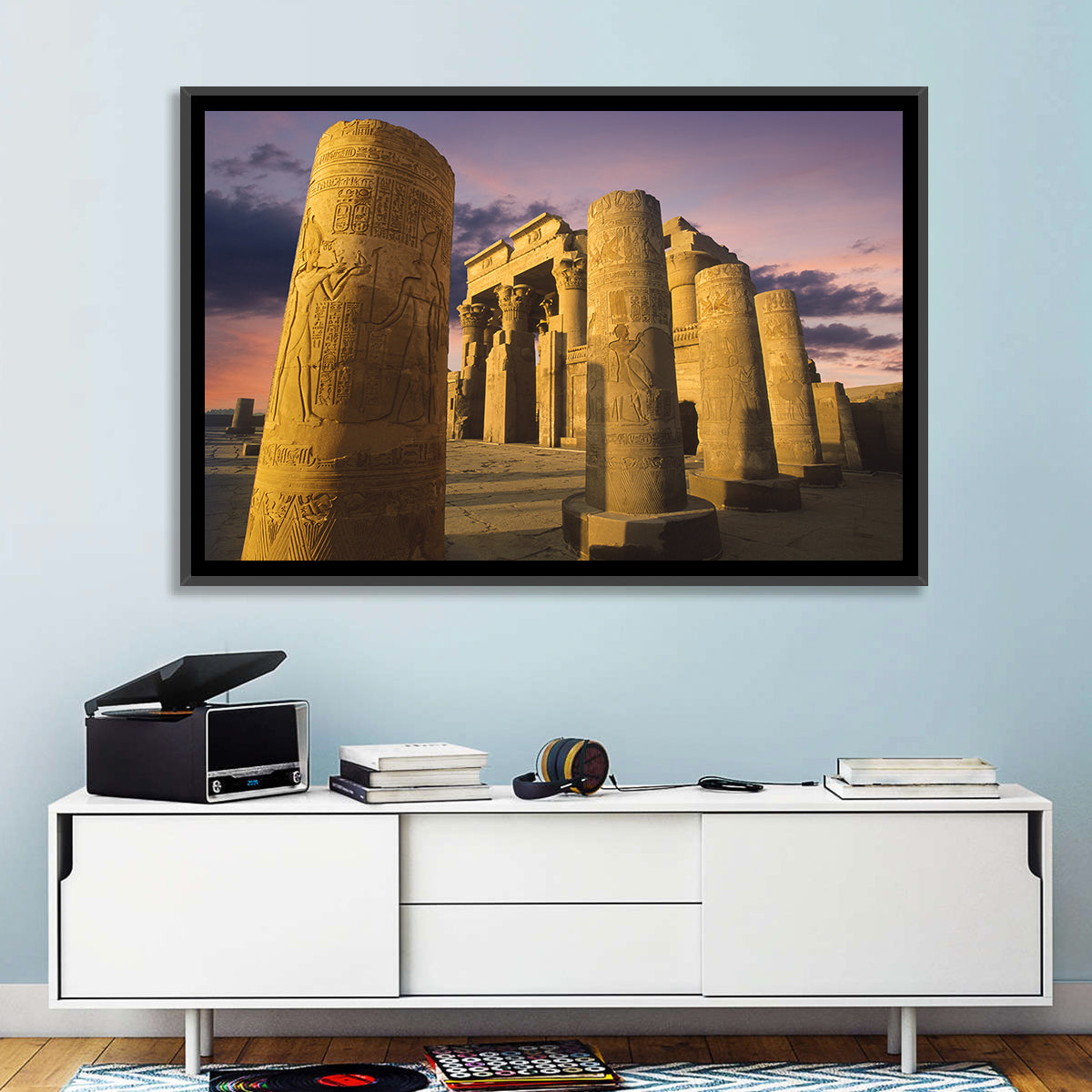 Kom Ombo Temple Pillars at Sunset Wall Art in a room, landscape