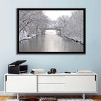 Yahara River Winter Stone Bridge Wall Art