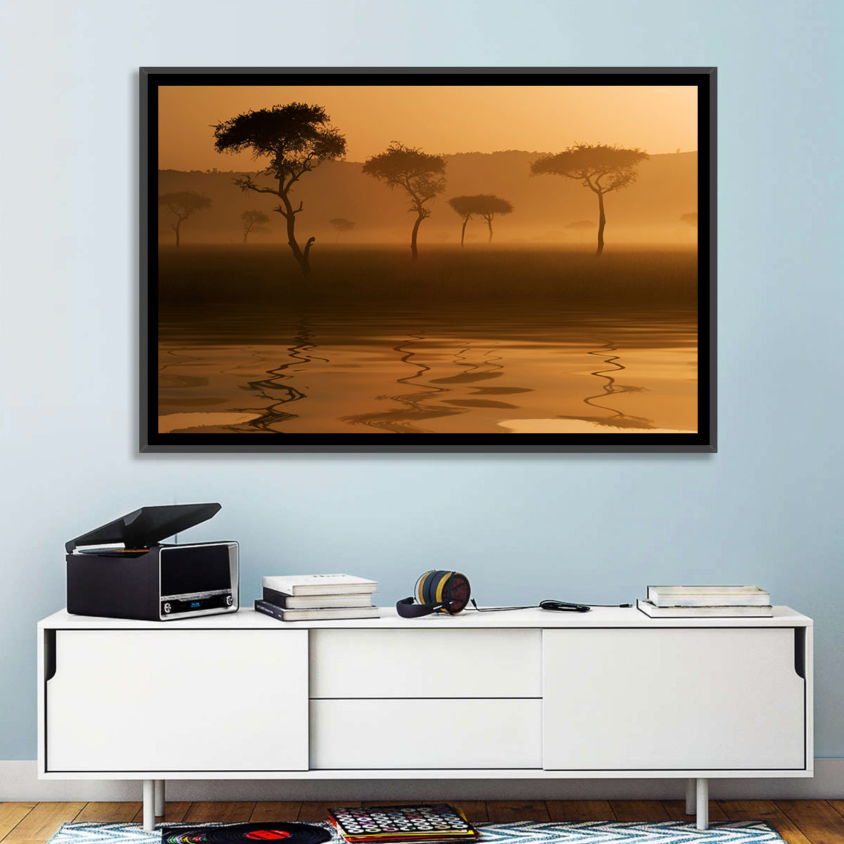 Savanna Sunset Acacia Silhouettes Wall Art