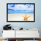 Minimalist Yellow Starfish on Turquoise Shore Wall Art