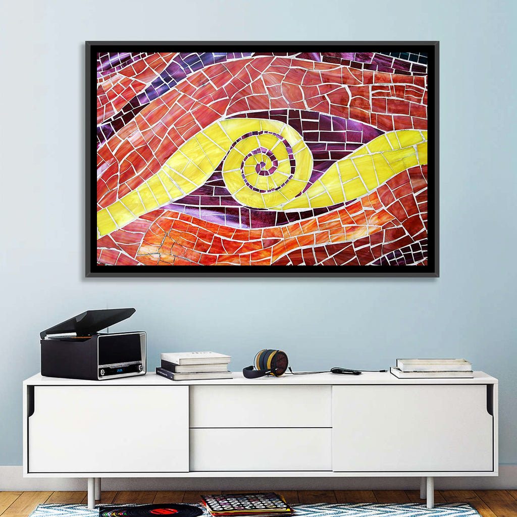 Red and Yellow Spiral Mosaic Wall Art
