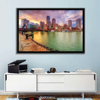 Boston Harbor Skyline at Sunset Wall Art