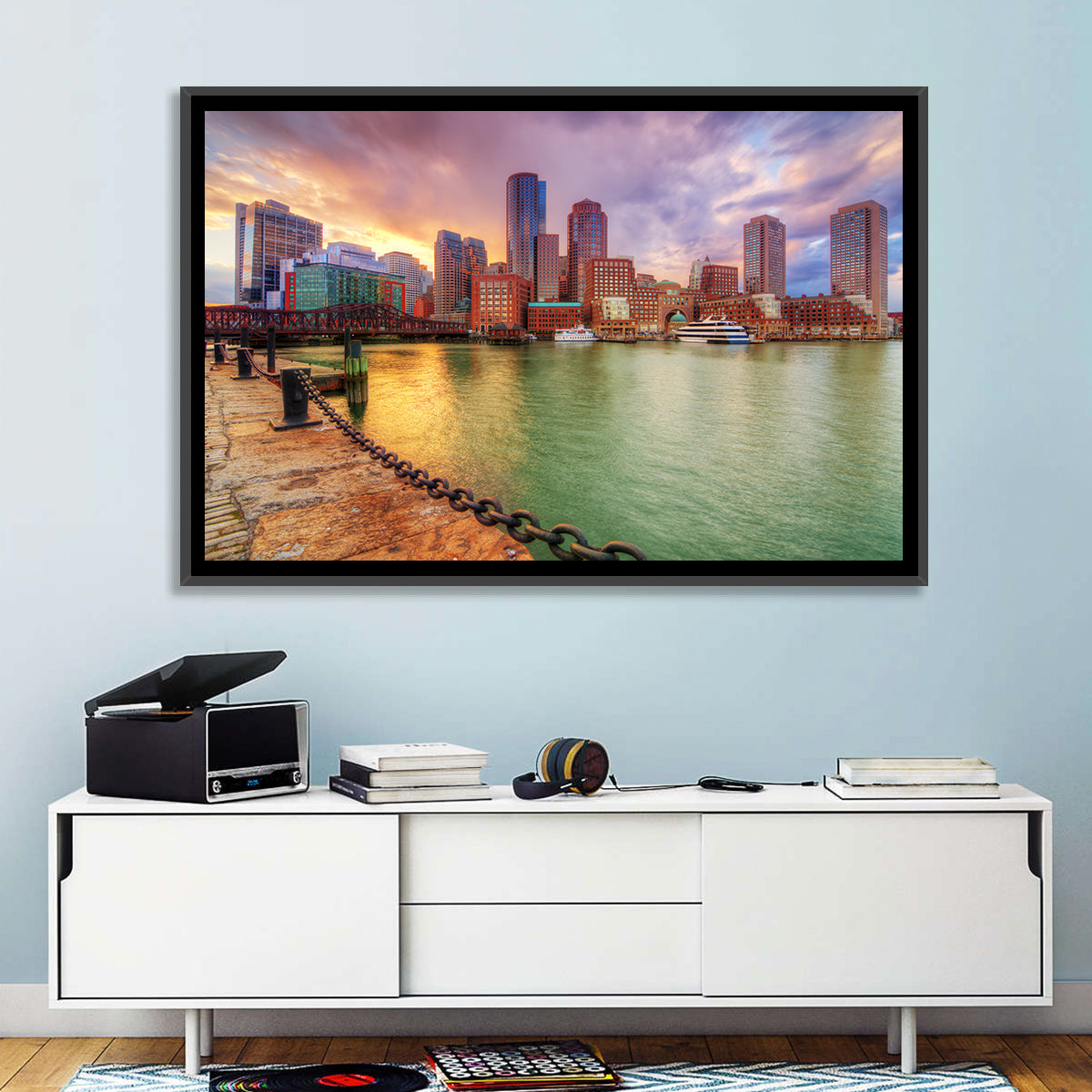 Boston Harbor Skyline at Sunset Wall Art