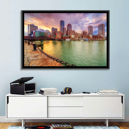 Boston Harbor Skyline at Sunset Wall Art