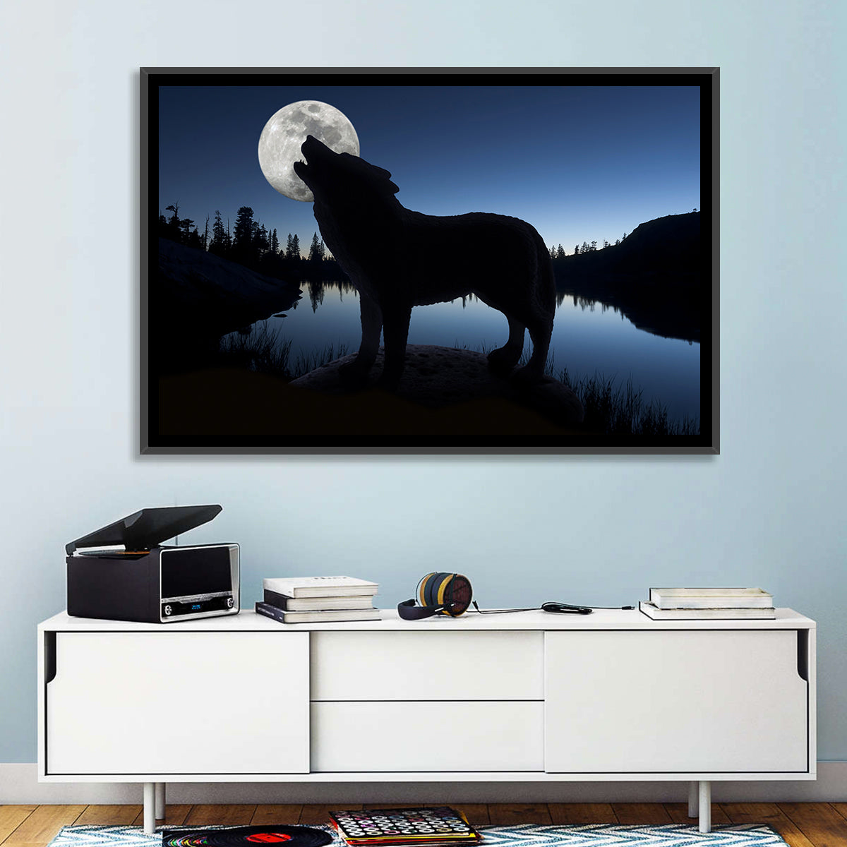 Howling Wolf at Full Moon Wall Art