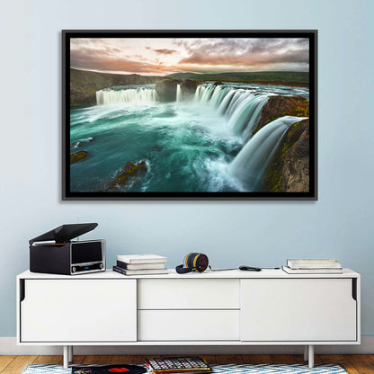 Goðafoss Waterfall at Golden Hour Wall Art