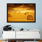Golden Hour Haystacks Wall Art