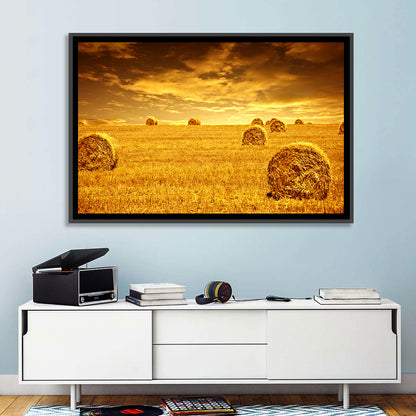 Golden Hour Haystacks Wall Art