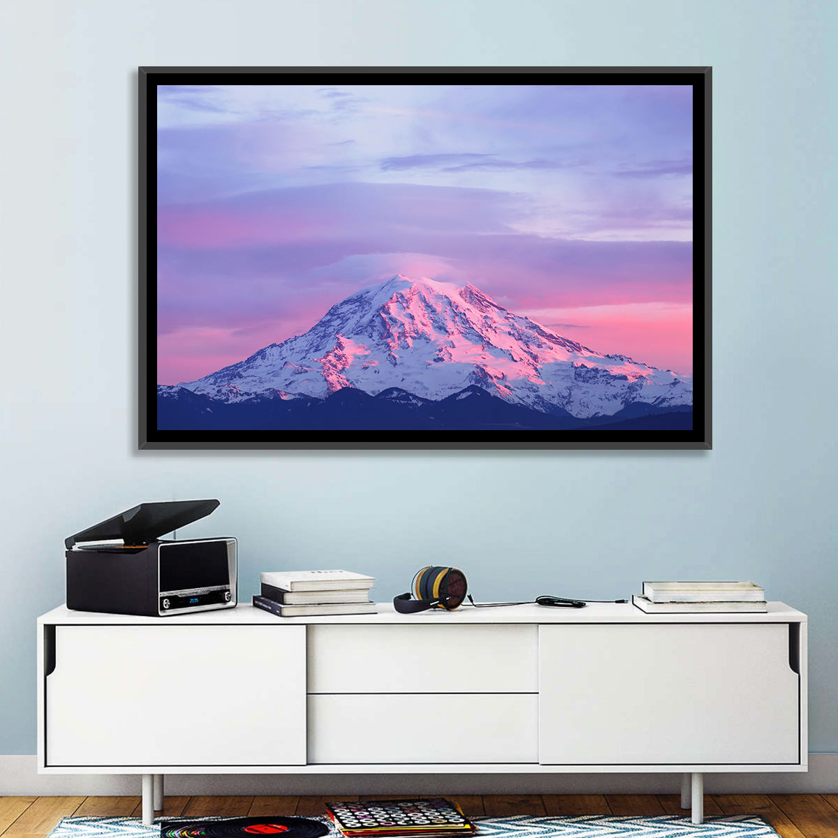 Mount Rainier Alpenglow with Lenticular Cloud Wall Art