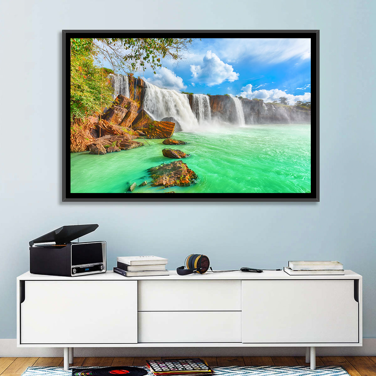 Dray Nur Waterfall Wall Art in a room, landscape