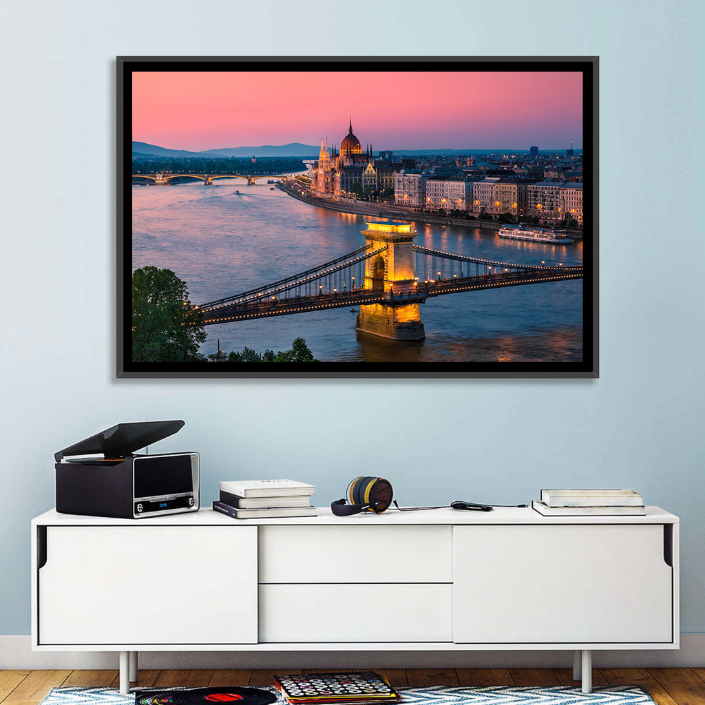 Budapest Chain Bridge at Twilight Wall Art