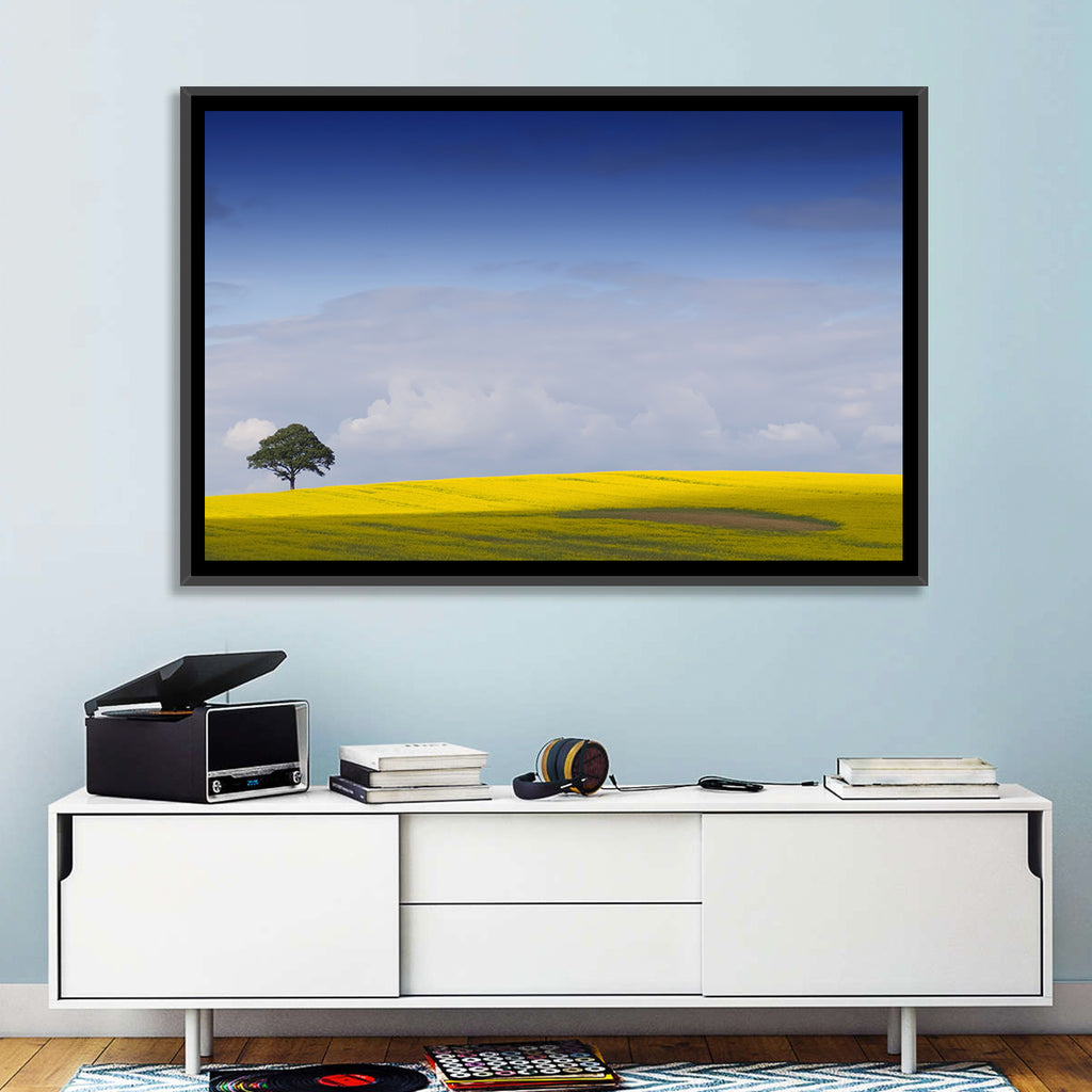 Solitary Tree Over Rapeseed Field Wall Art