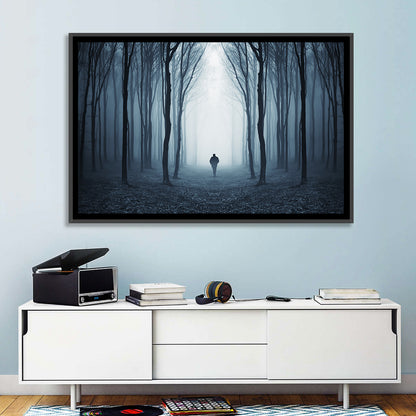 Lone Figure in Misty Forest Wall Art