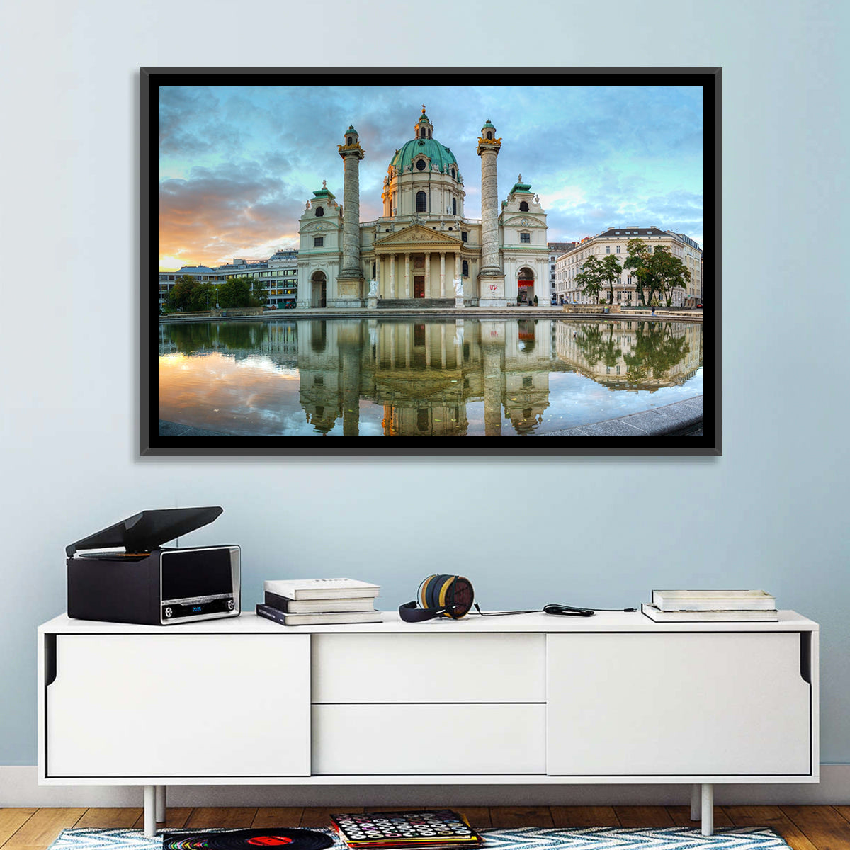 Karlskirche at Golden Hour Wall Art in a room, landscape
