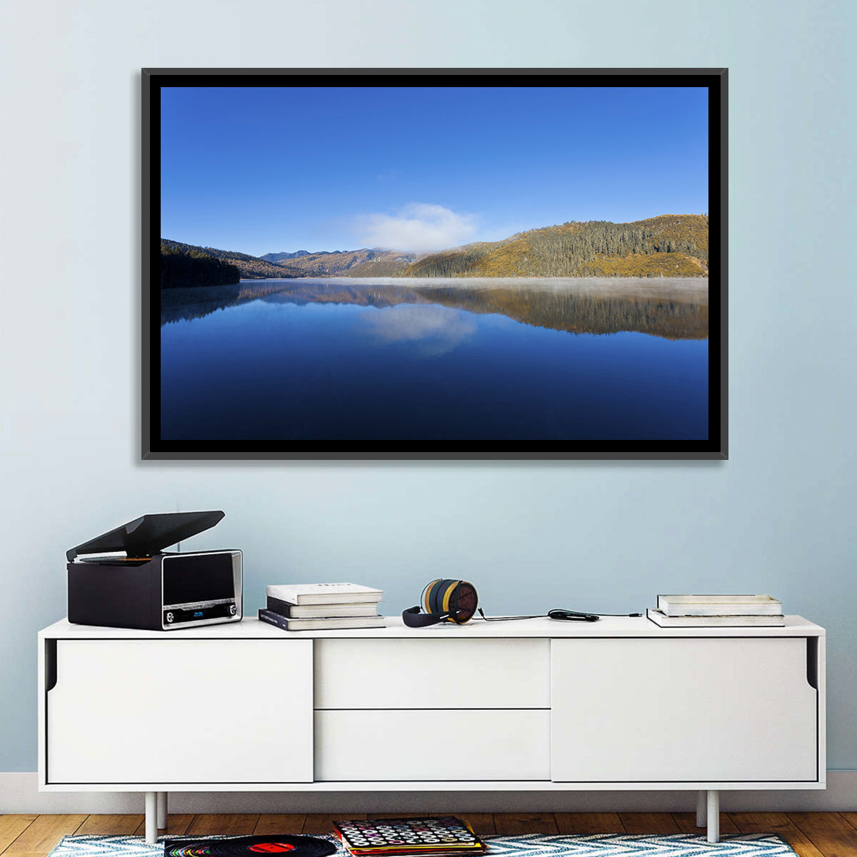 Shudu Lake Wall Art in a room, landscape