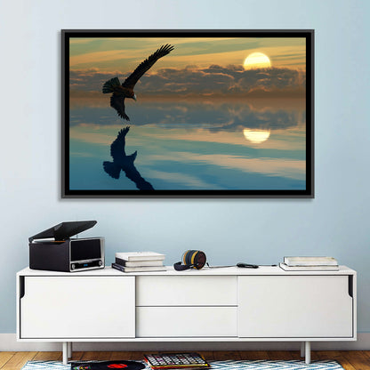 Bald Eagle Sunset Reflection Wall Art