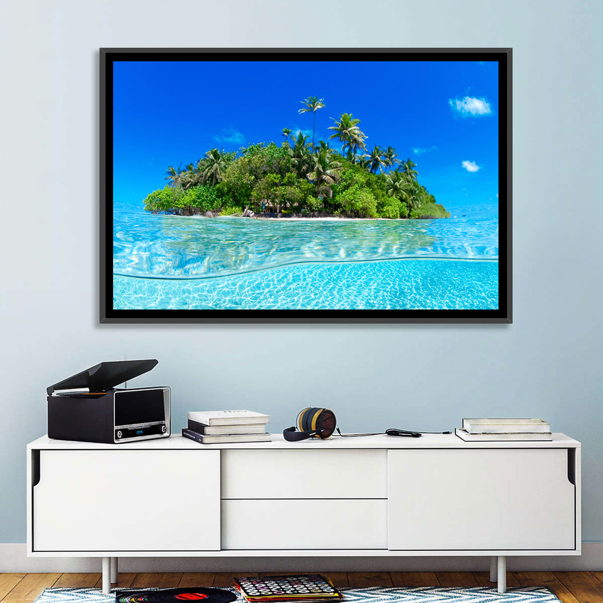 Tropical Island Lagoon Split-level Seascape Wall Art