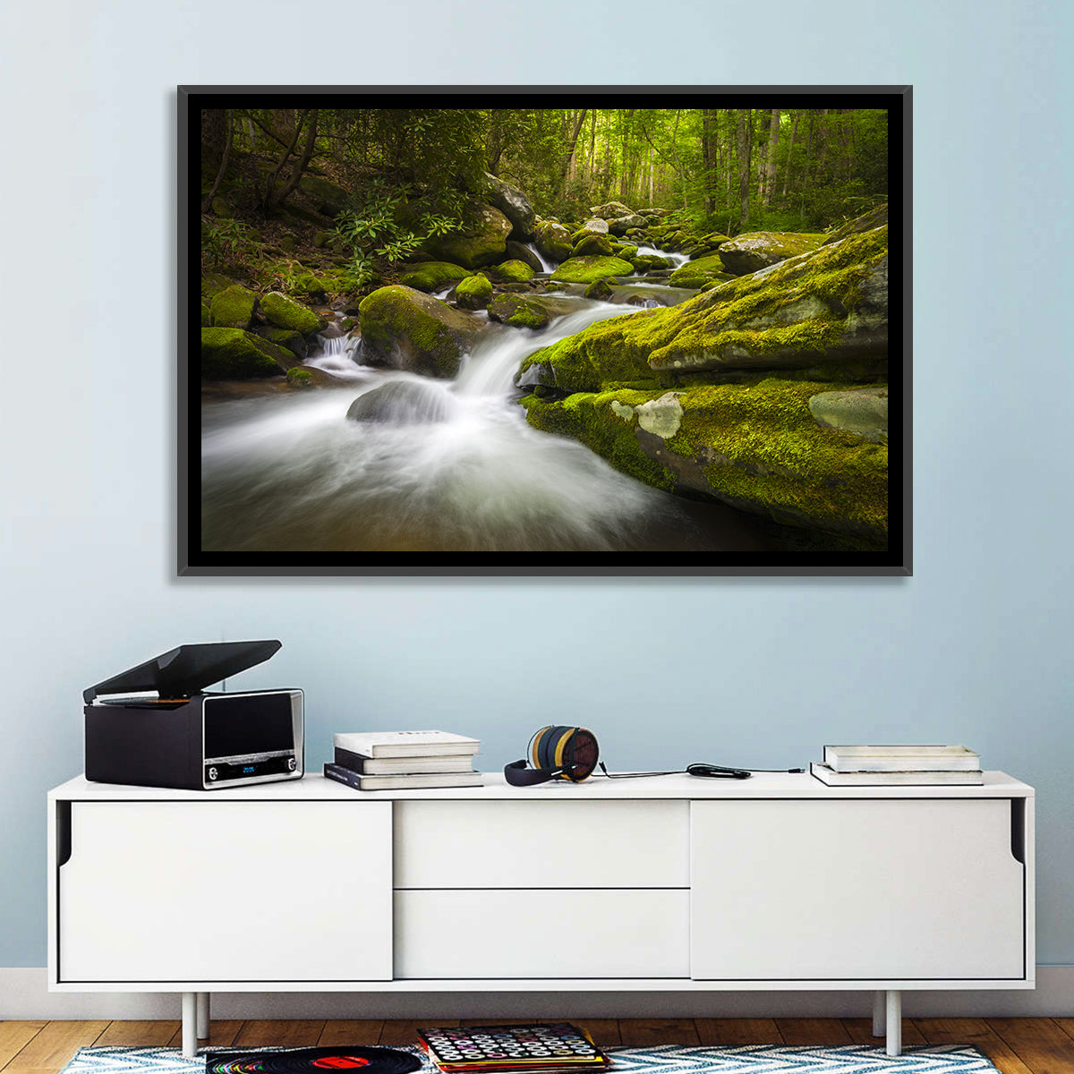 Gatlinburg Park Stream Wall Art in a room, landscape